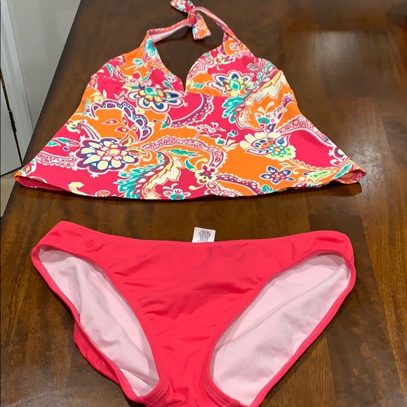 Two piece swimsuit Lauren by Ralph Lauren Sz 10 - Picture 4 of 6